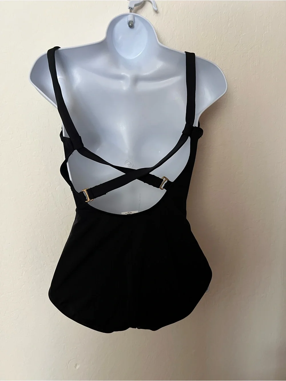 Black Ruched Slenderizing One-Piece Swimsuit - Picture 3 of 7
